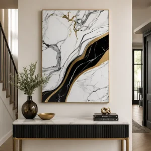 Luxury Abstract Marble Wall Art with Gold Accents